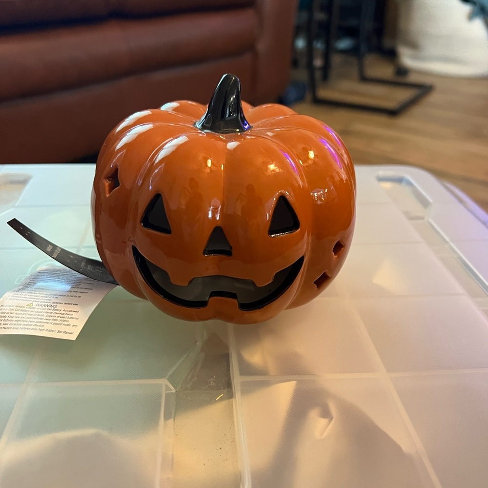 New Glass Pumpkin Light Up Decoration